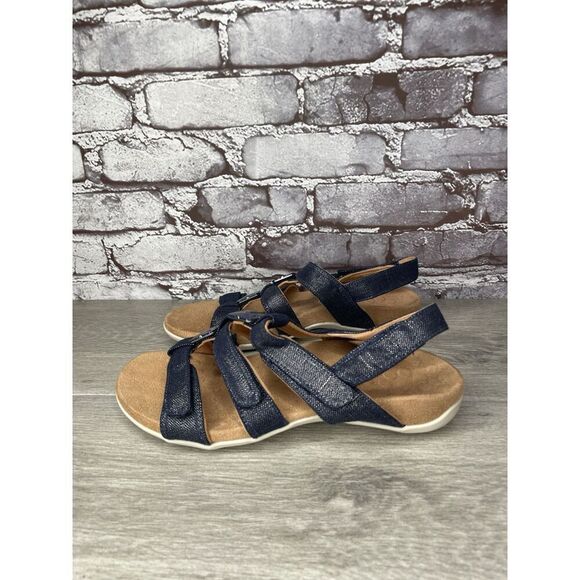 Vionic Amber Navy Blue Synthetic Adjustable Strappy Sandals Women Sz 7M US/37EU - Picture 1 of 16